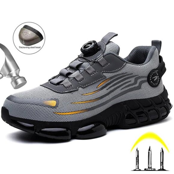 Men Work Safety Shoes Steel Toe Cap Rotating Button Comfort Breathable Sneakers - Picture 12 of 12